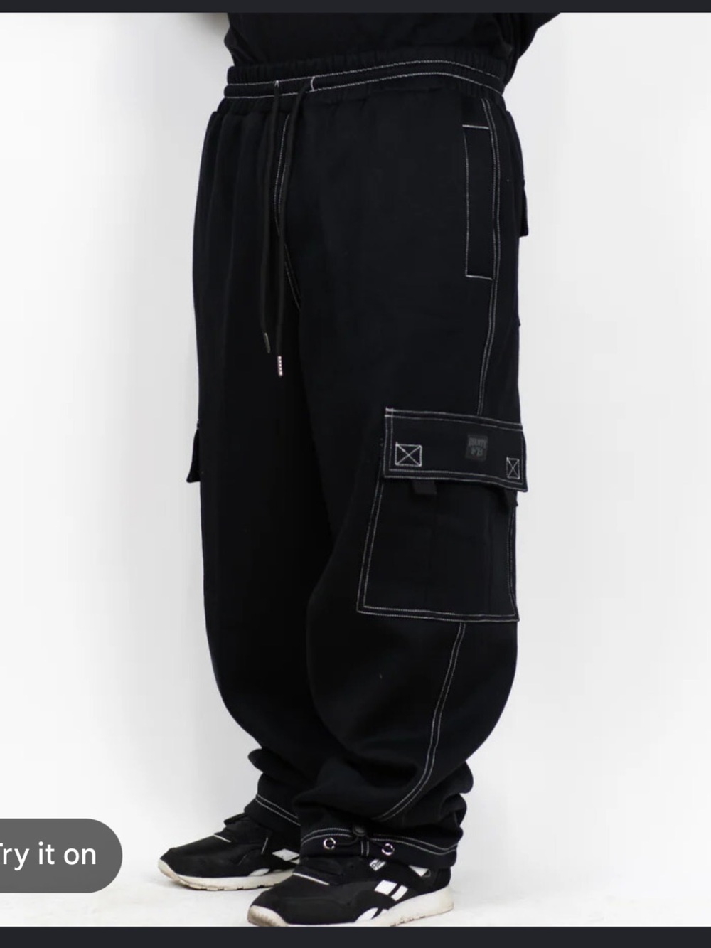 Black Cargo Joggers with Contrast Stitching